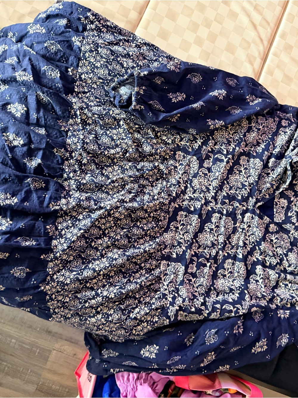 Navy Blue Floral Print Women's Jacket